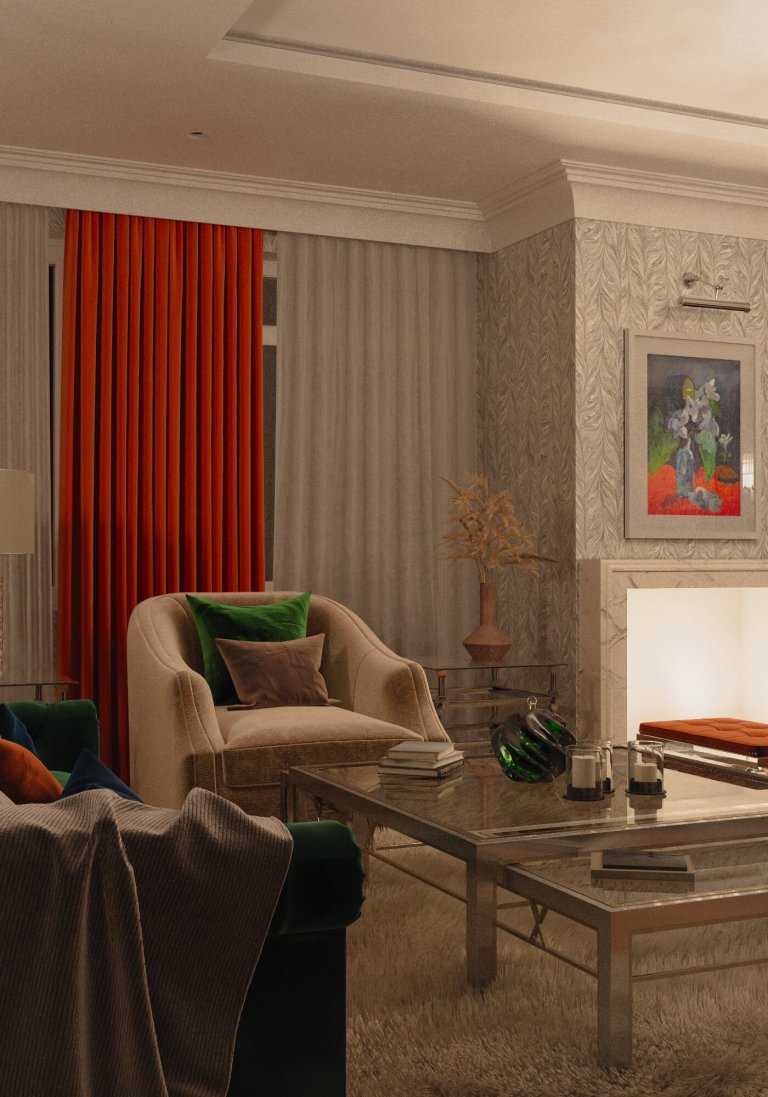 Návrh obývacího pokoje v domě, kde byl již zastaralý interiér a rodina požadovala refresh. Jeden z mála klientů se nebáli prostor oživit barvami , barevnými…