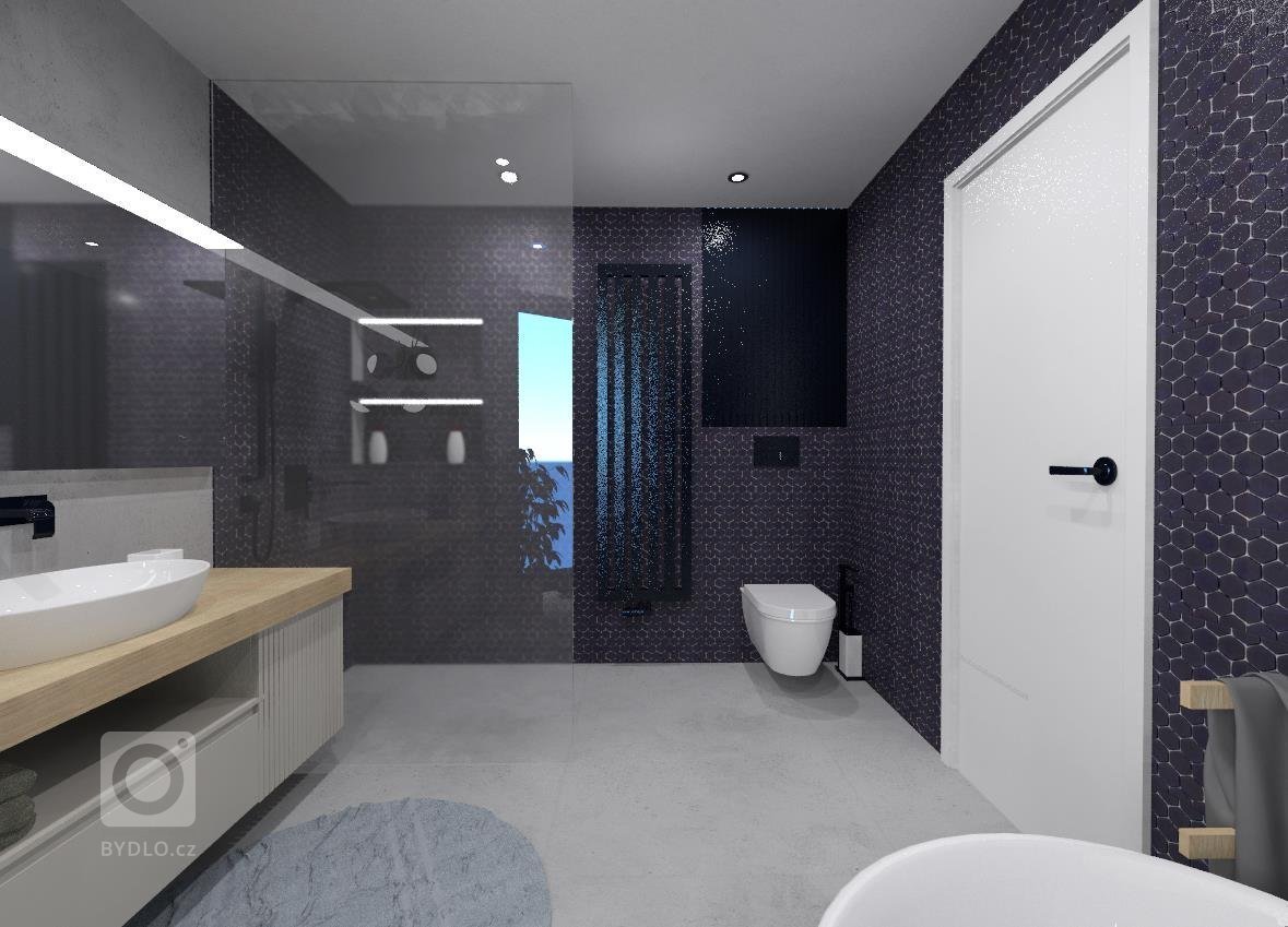 Inteirér je navržen v minimalistickém stylu, kde se skloubí tóny šedé a bílé. Na podlaze pro sjednocení a čistotu prostoru bude epoxidová stěrka, doplňkově…