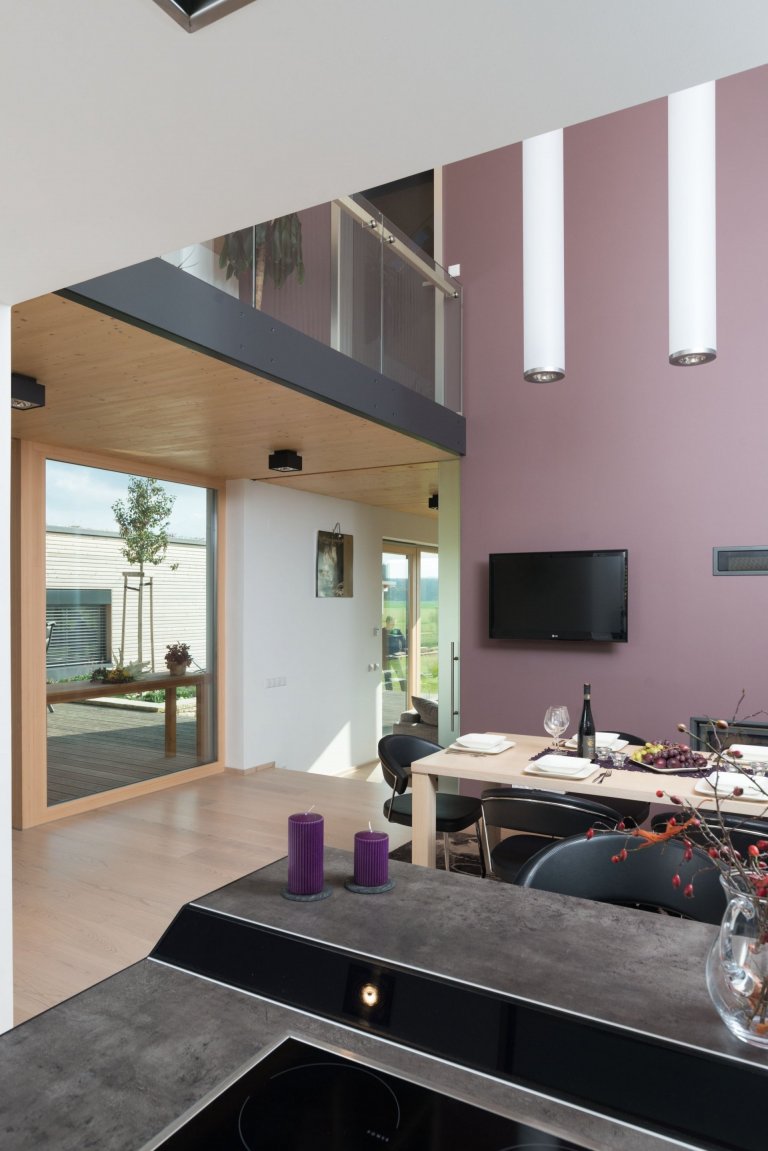 Dům o&nbsp;půdorysu ve tvaru U je navržen jako tři hmoty v různých výškových úrovních uspořádané kolem jádra domu &ndash; patia - s částečně krytou terasou a…