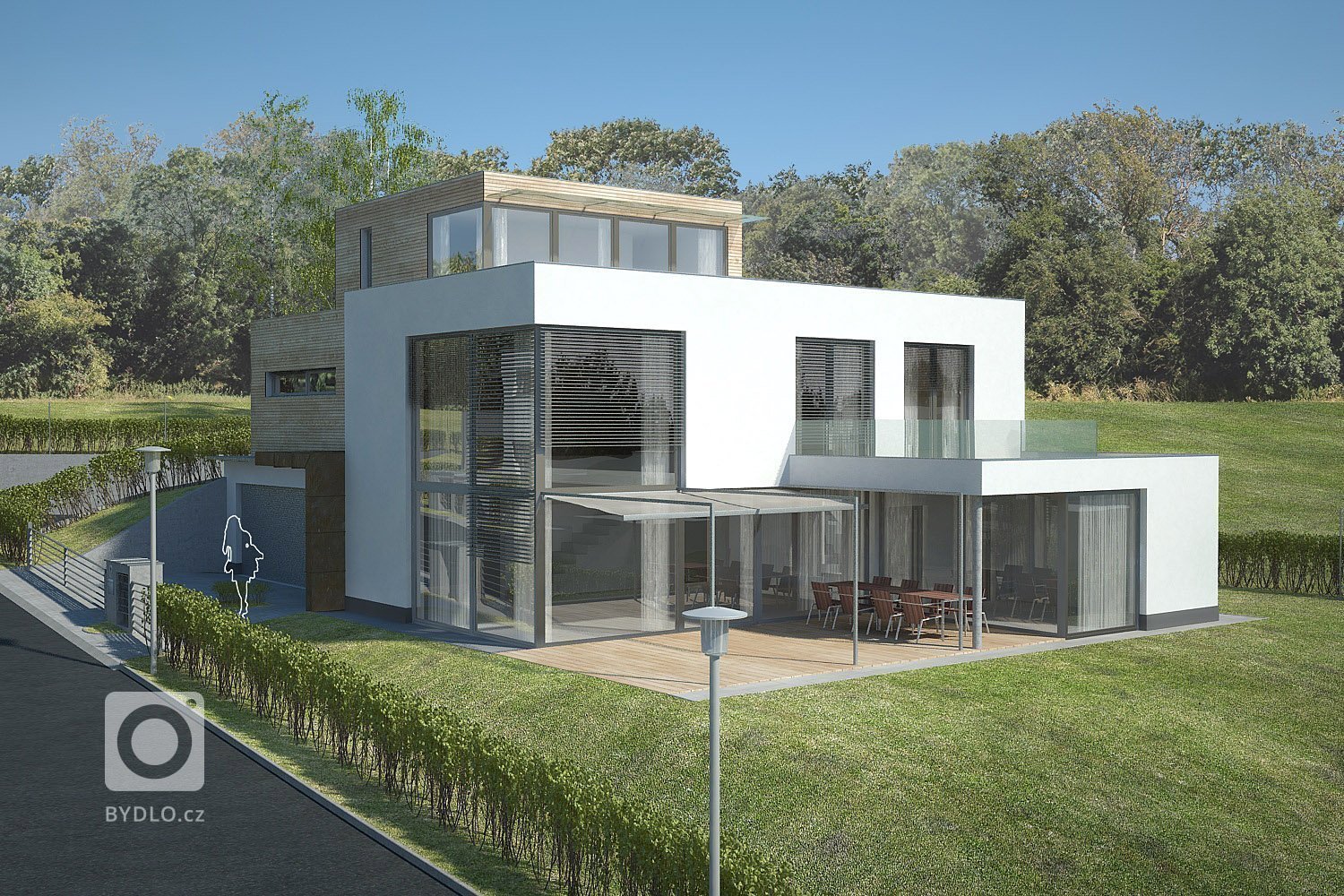 Rodinná vila 5+1 s ateliérem, wellnes částí a vinným sklípkem. Vizualizace, spolupráce ing.arch. Ševčík
