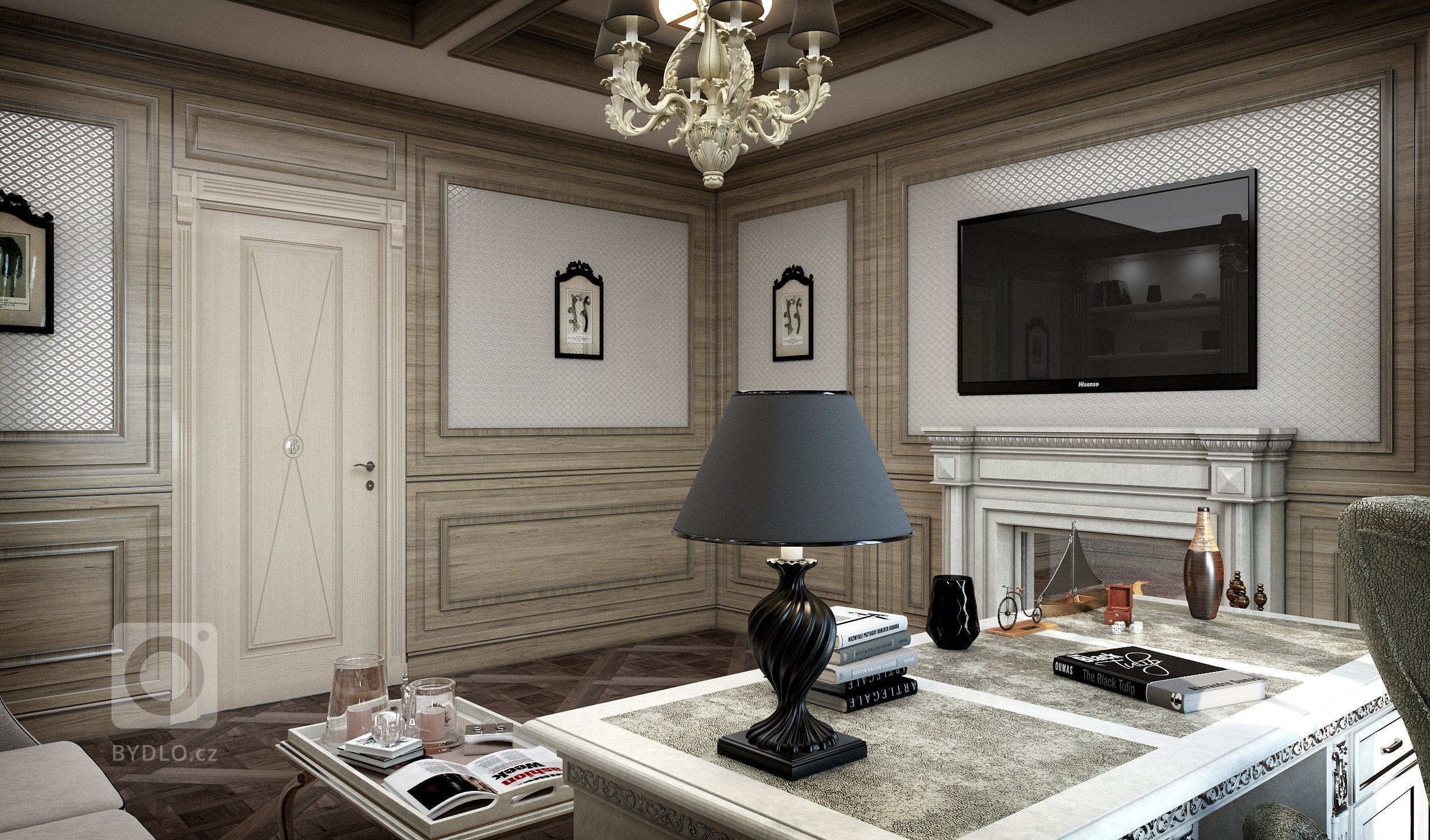 Privátní rezidence je řešená v klasickém stylu. Dřevěné obložení stěn &quot;boiserie&quot; přidává interiérům nádech luxusu, ale zároveň nepůsobí těžce díky…