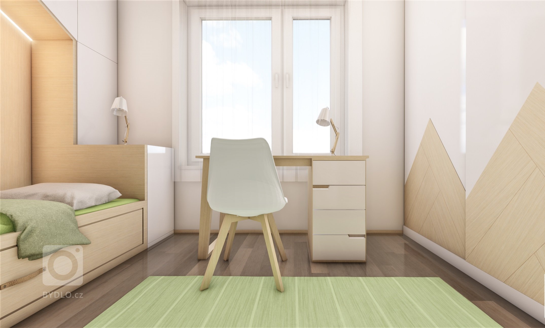 Do pokojíčku o rozměru 12 m2 jsme vytvořili dětské království. Je zde domečková postel s možností výsuvné přistýlky, psací stůl i prostorná skříň s komodou.…