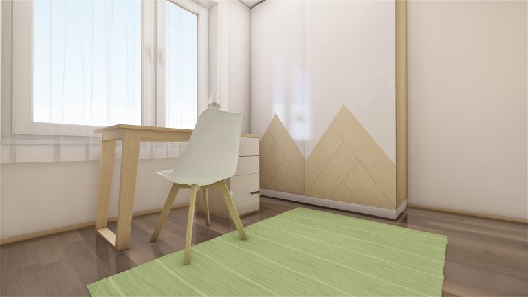 Do pokojíčku o rozměru 12 m2 jsme vytvořili dětské království. Je zde domečková postel s možností výsuvné přistýlky, psací stůl i prostorná skříň s komodou.…