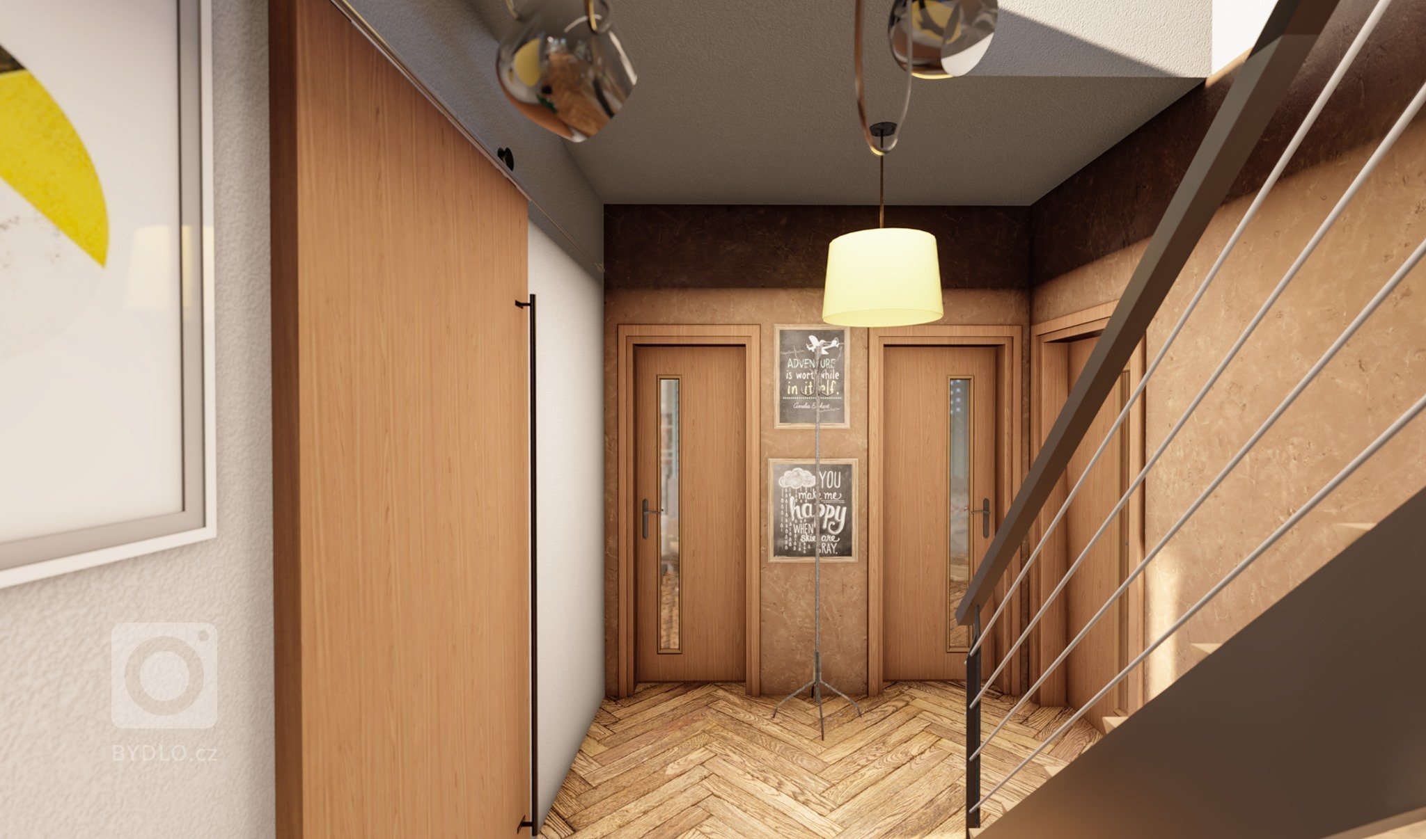 Pro klienta do novostavby jsme vytvořili vizualizaci s netradiční modrou kuchyní. Pokoj působí velmi harmonicky a útulně. Na stěnách můžeme najít keramickou…