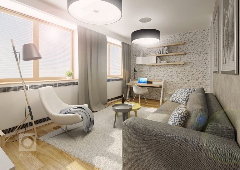 Apartmá s oranžovou stěrkou