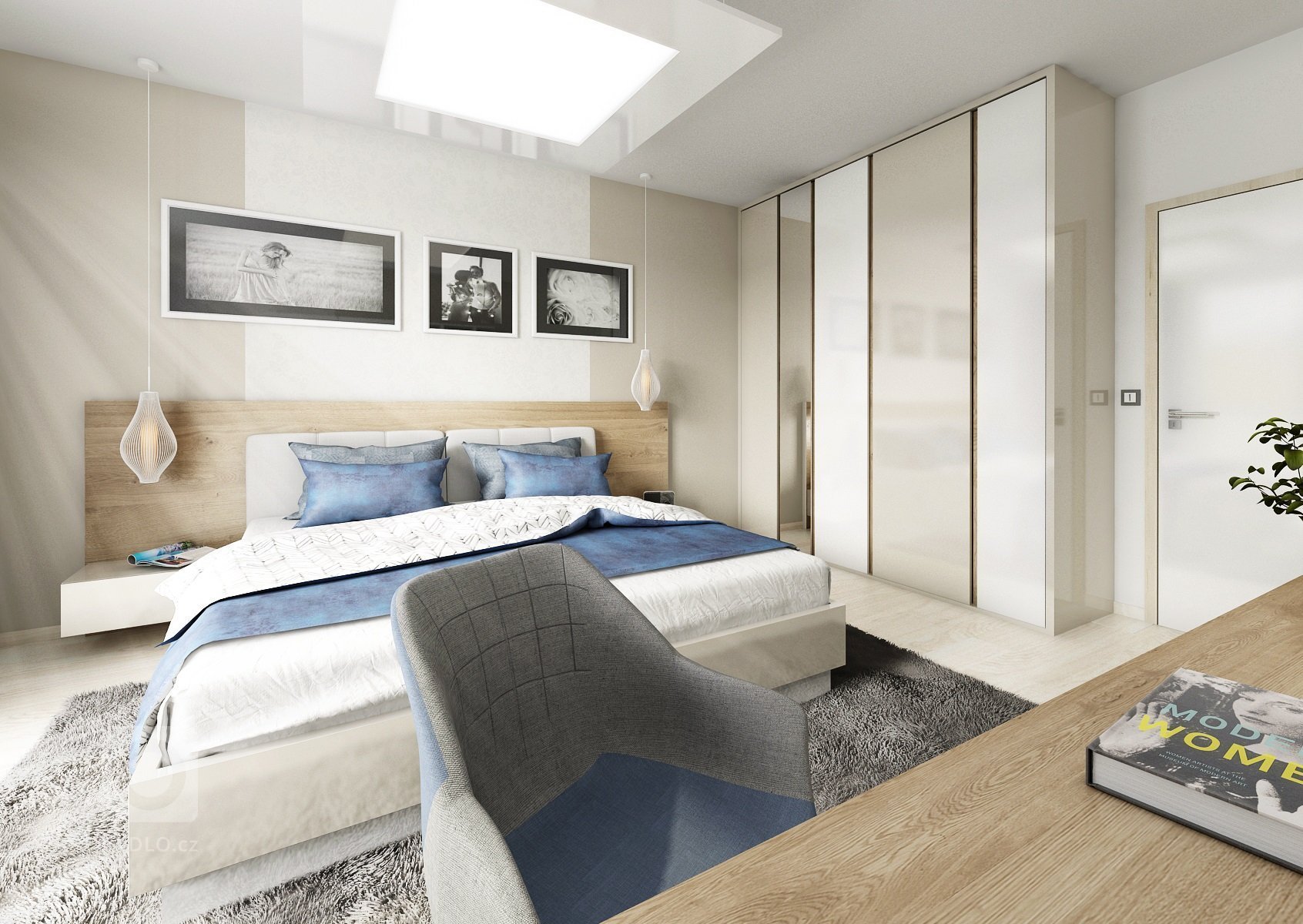 Brněnský byt je z&nbsp;většiny navržený v&nbsp;bílo-béžové kombinaci občas doplněné modrou a koňakovým dekorem dubu. V&nbsp;obývací části je kuchyňská linka…