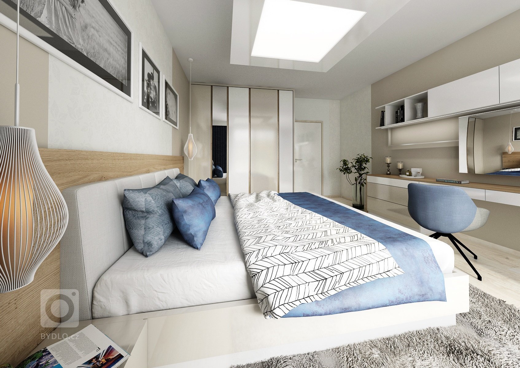 Brněnský byt je z&nbsp;většiny navržený v&nbsp;bílo-béžové kombinaci občas doplněné modrou a koňakovým dekorem dubu. V&nbsp;obývací části je kuchyňská linka…