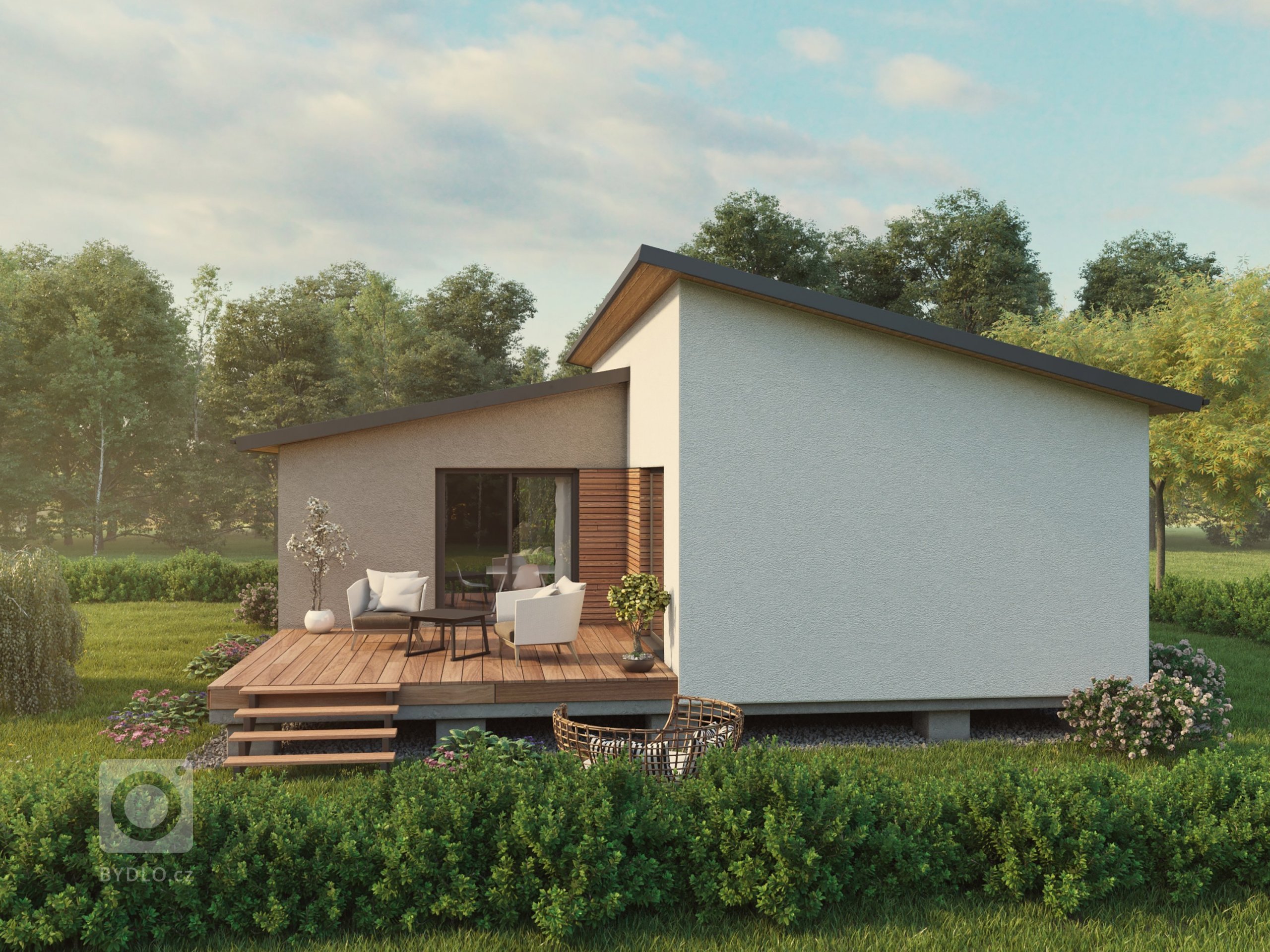Dřevostavba EASY 72 propojuje oba naše základní typy staveb &ndash; modulové, kdy částečně tvoří tvar L se zákoutím a terasou, ale zároveň i klasický…