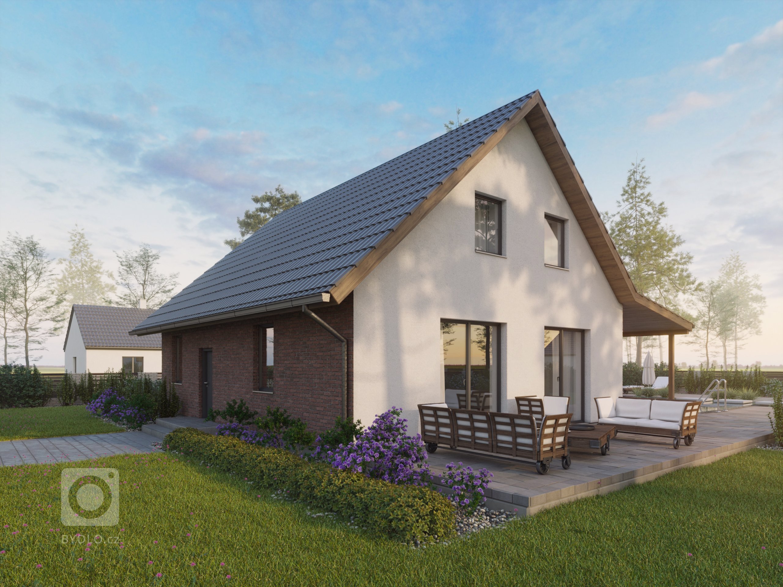 Prostorná a dispozičně velmi efektivně řešená dřevostavba do patra. Dominantou je velký obývací pokoj, doplněný koupelnou a samostatným WC. V patře se nachází…