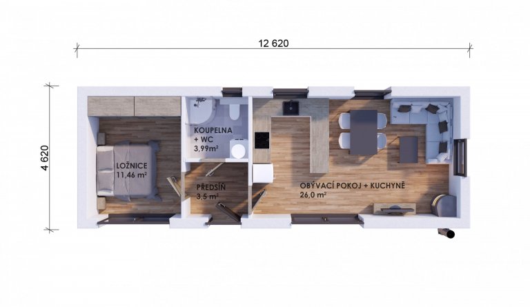 Představujeme vám zvětšený půdorys nejoblíbenější jednomodulové typové dřevostavby &ndash; EASY 48 s možnosmi dispozice 2+kk či 3+kk. Jedná se o největší…