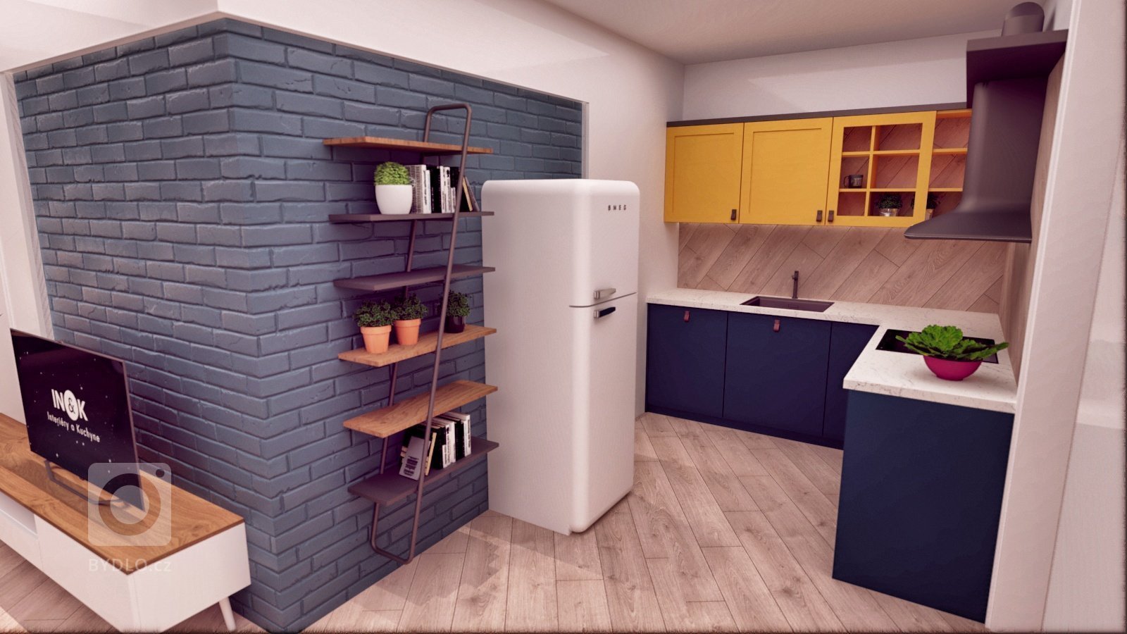 Snažili sme sa vytvoriť farebne pestrý interiér, plný hravých a zaujímavých detailov, ktoré Vás ako dúfame milo prekvapia ( šikmo uložená podlaha, lampa…