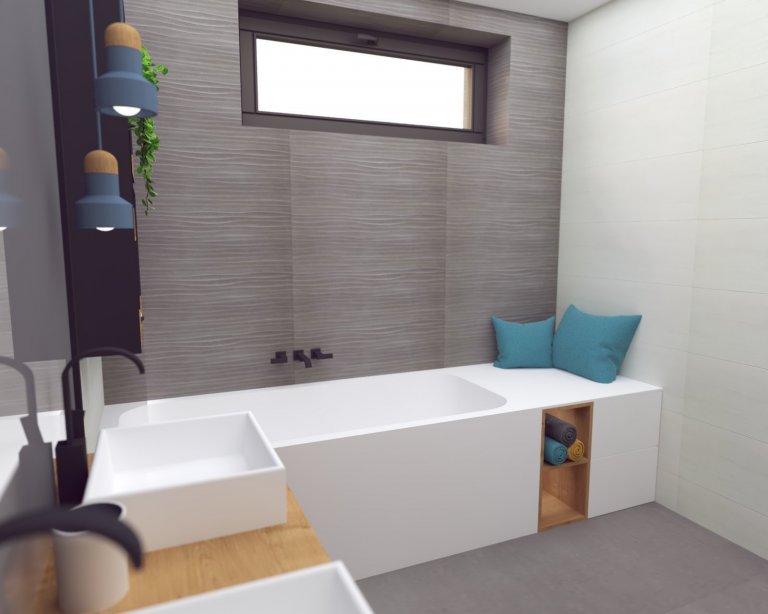 Návrh interiéru, v ktorom sme sa snažili hravým spôsobom zachytiť záujmy a potreby budúcich&nbsp; obyvateľov :-)
