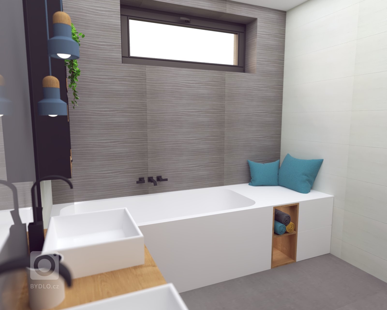 Návrh interiéru, v ktorom sme sa snažili hravým spôsobom zachytiť záujmy a potreby budúcich&nbsp; obyvateľov :-)
