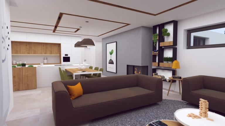 Návrh interiéru, v ktorom sme sa snažili hravým spôsobom zachytiť záujmy a potreby budúcich&nbsp; obyvateľov :-)
