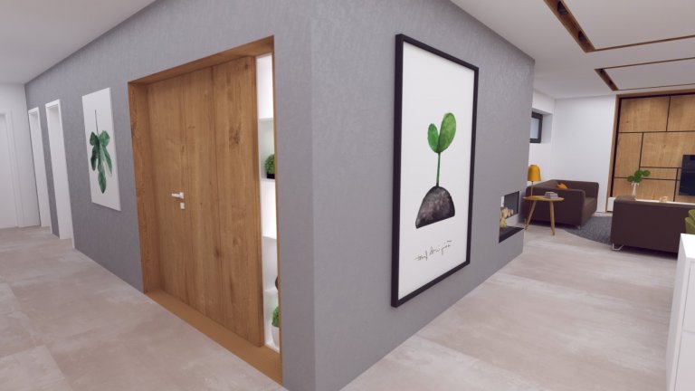 Návrh interiéru, v ktorom sme sa snažili hravým spôsobom zachytiť záujmy a potreby budúcich&nbsp; obyvateľov :-)
