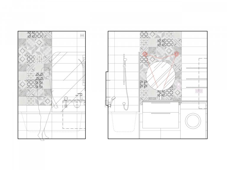 Pohledy na stěny koupelny
