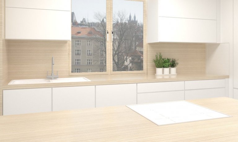 Vzhledem minimalistická přesto pocitově příjemná kuchyně prosvětluje dům v&nbsp;obci Srubec. Hlavní část kuchyně ve tvaru písmene L se pomocí ostrůvku…