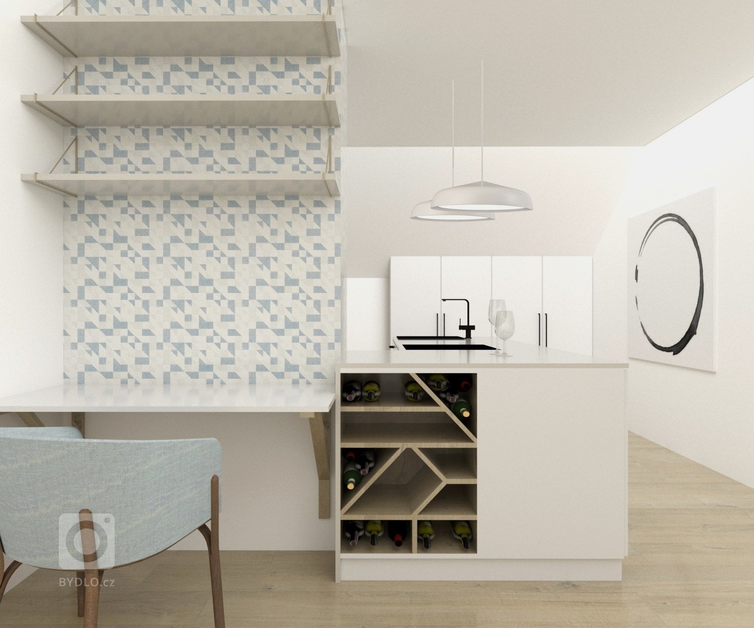 V malém pražském bytě bylo nutné zařídit zcela novou kuchyni na kterou ale zbývalo jen velmi málo místa, majitelé si však přáli do kuchyně umístit také pračku…