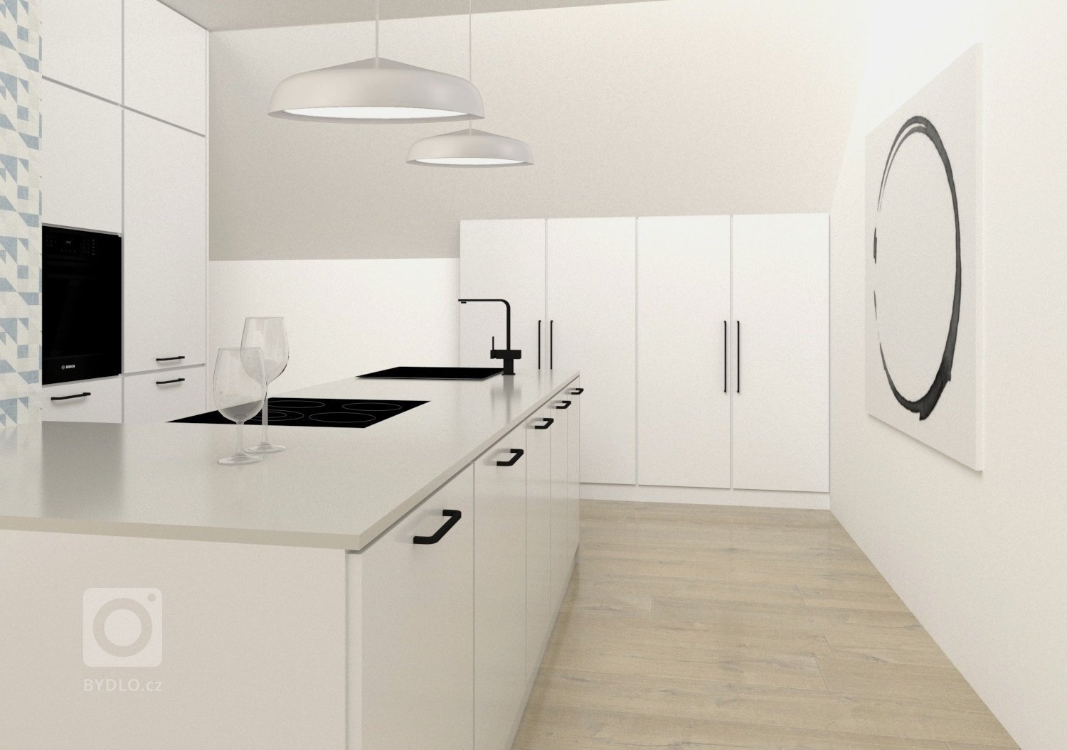 V malém pražském bytě bylo nutné zařídit zcela novou kuchyni na kterou ale zbývalo jen velmi málo místa, majitelé si však přáli do kuchyně umístit také pračku…