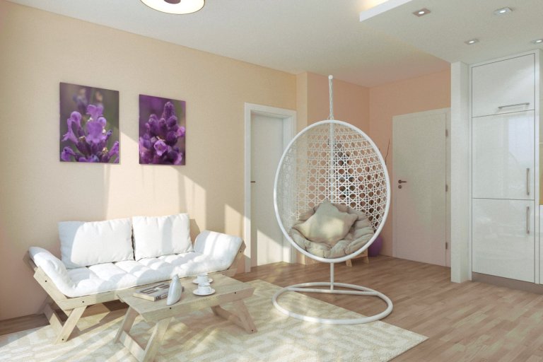 Velké závěsné křeslo pro pohodlné čtení  a relax