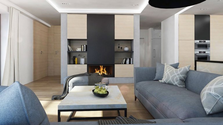 Kompletní návrh obývacího pokoje s kuchyní a&nbsp;jídelnou&nbsp;v novostavbě. Hlavním požadavkem klienta bylo&nbsp;zapracování&nbsp;onyxové stěny do interiéru.…