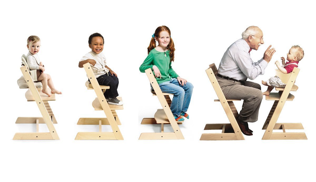 Židle Stokke Tripp Trapp s nastavitelným sedadlem a stupínkem pro batolata, děti i dospělé
