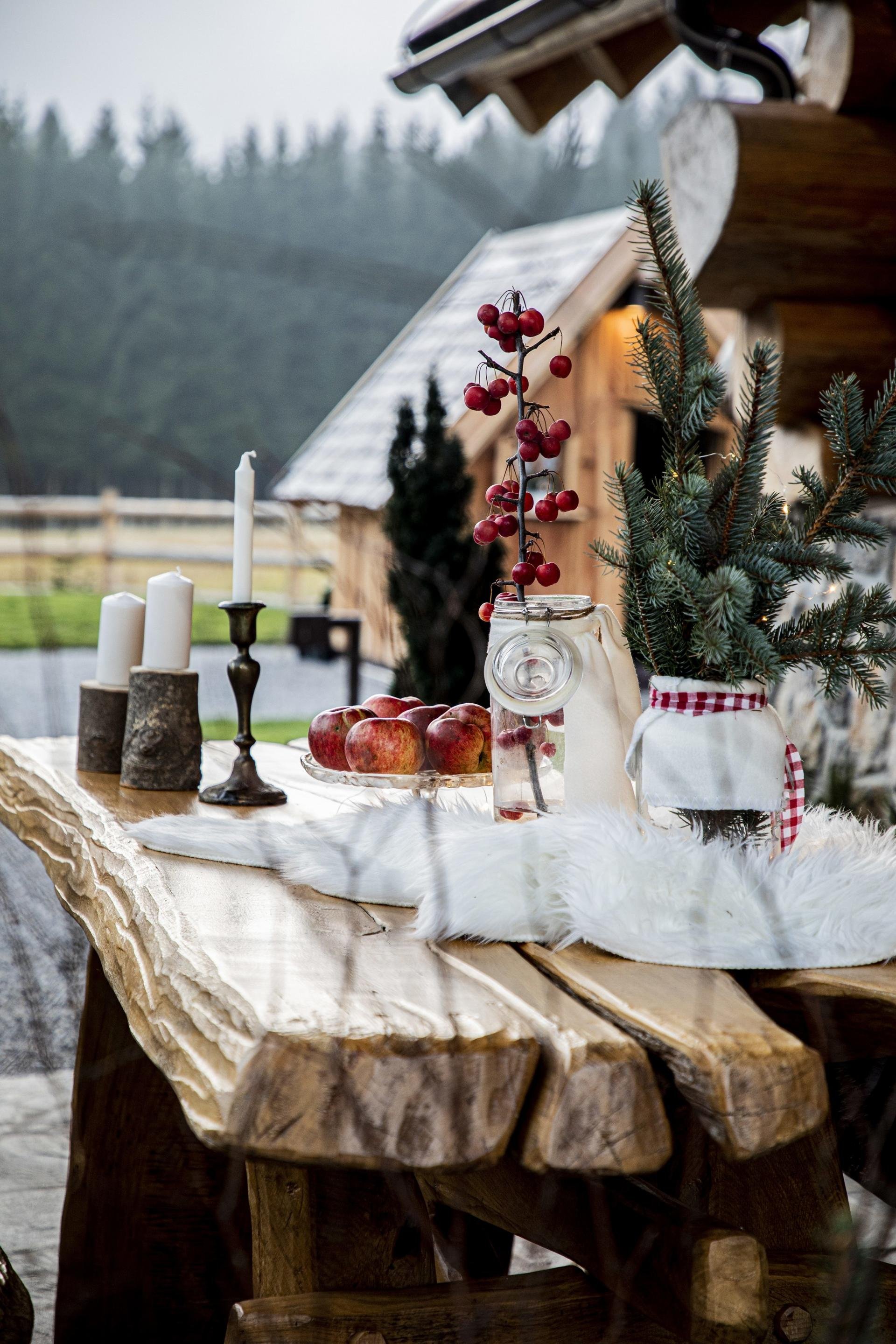 Kouzelný srub na samotě o vánočním čase