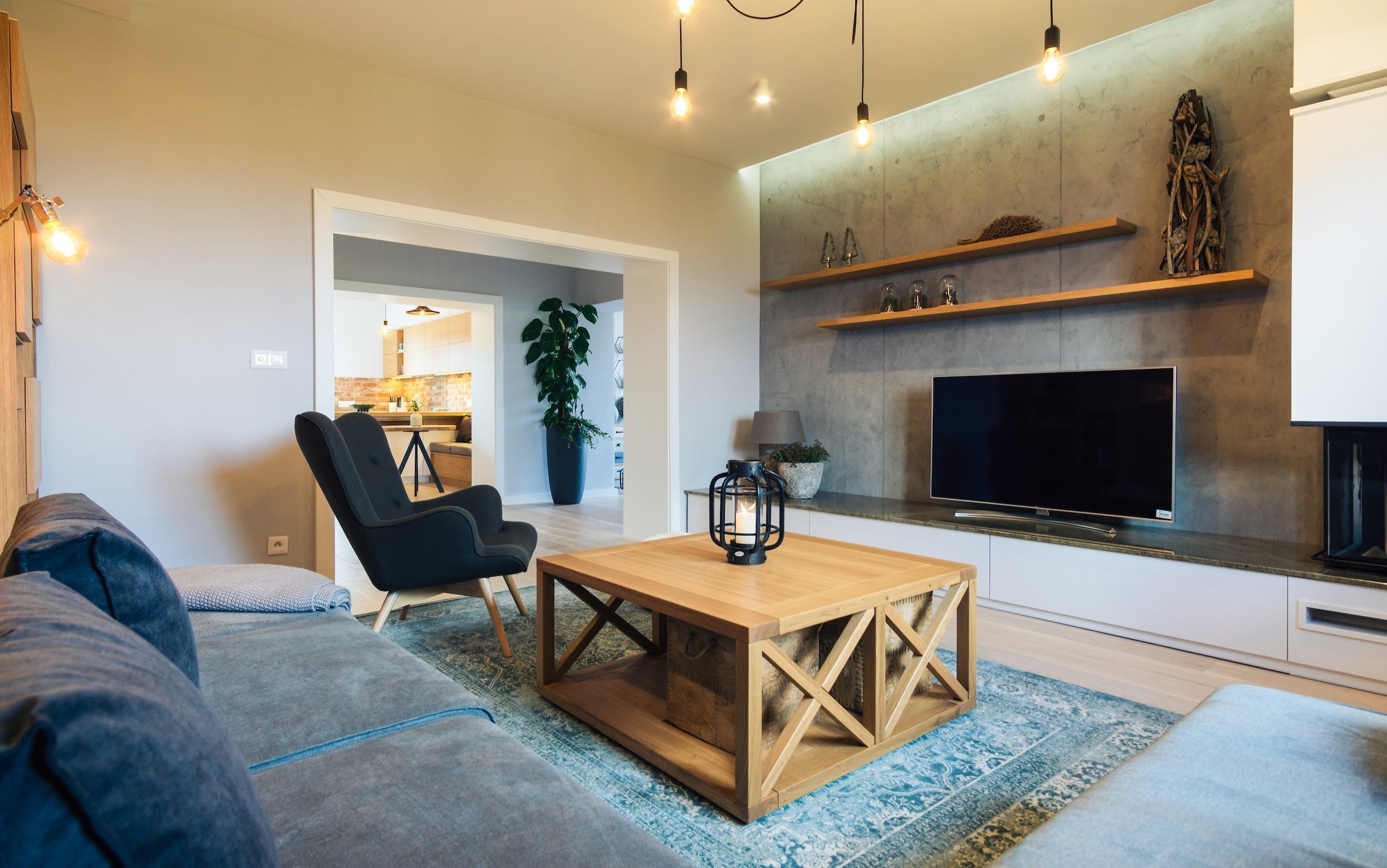 Moderní interiér s výhledem na Tatry