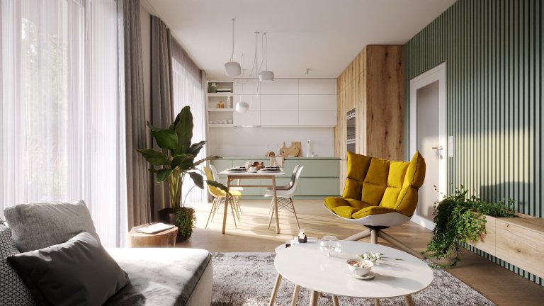 Pro developerský projekt bytového domu v Kostelci nad Černými lesy jsme vytvořili&nbsp;možnosti&nbsp;vzhledu bytů. Jeden z přístupů je v přírodním stylu se…