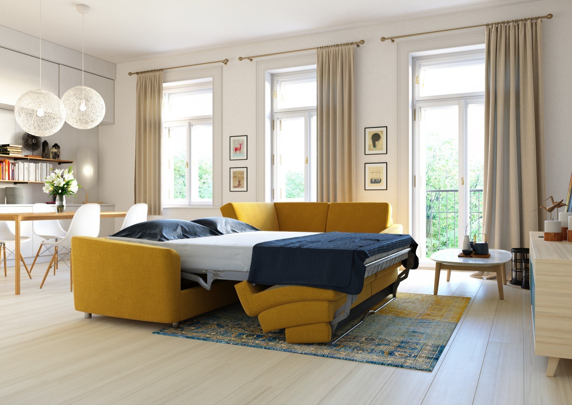 Sedací soupravy s kvalitních rozkládacím mechanismem a matrací jsou dobrým kompromisním řešením do malých bytů