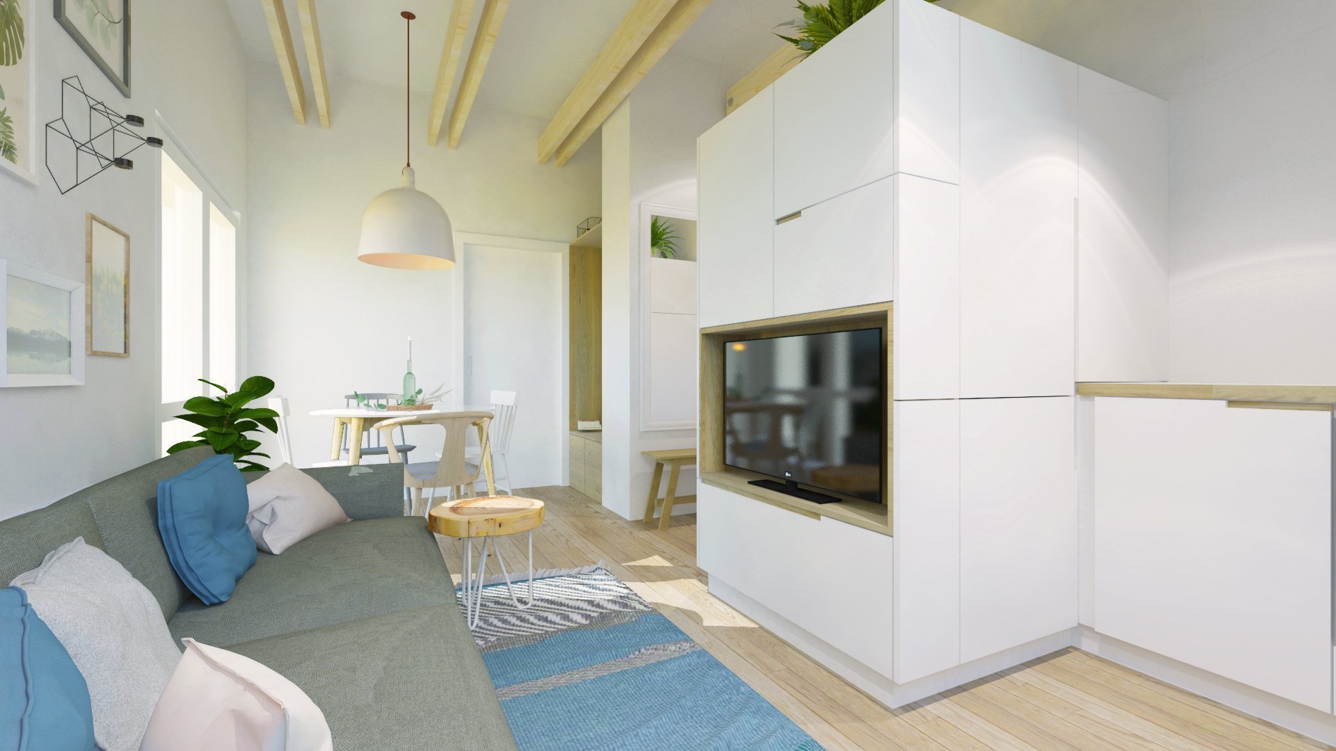 Návrh interiéru podkrovného bytu využíva relatívne malý priestor dennej zóny na maximum, pričom ho opticky neprepĺňa. Líniová hmota kuchyne plynulo prechádza…