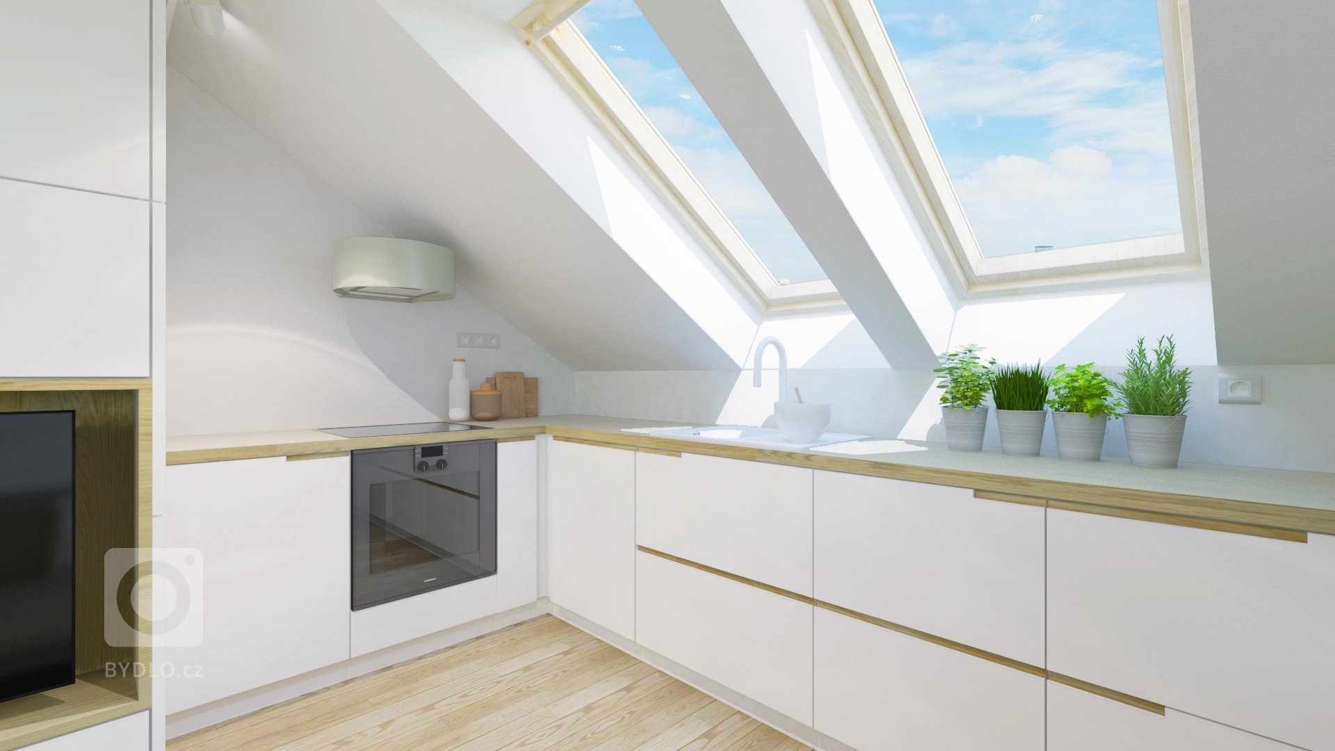 Návrh interiéru podkrovného bytu využíva relatívne malý priestor dennej zóny na maximum, pričom ho opticky neprepĺňa. Líniová hmota kuchyne plynulo prechádza…