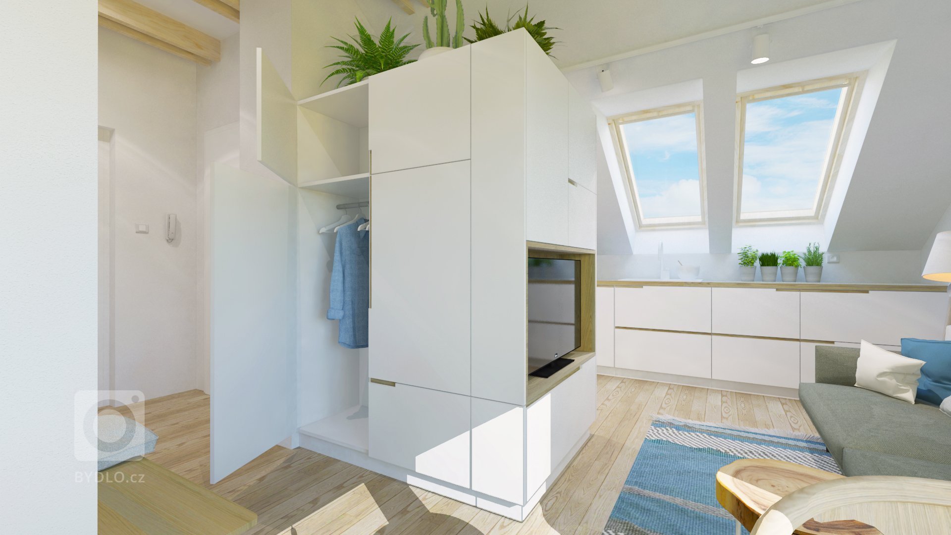 Návrh interiéru podkrovného bytu využíva relatívne malý priestor dennej zóny na maximum, pričom ho opticky neprepĺňa. Líniová hmota kuchyne plynulo prechádza…