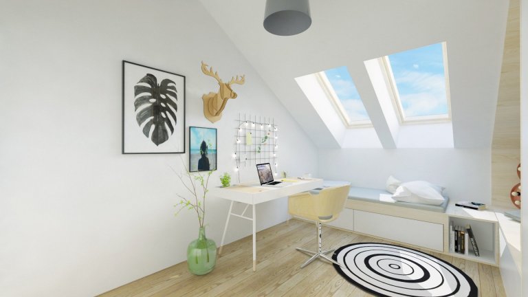 Návrh interiéru podkrovného bytu využíva relatívne malý priestor dennej zóny na maximum, pričom ho opticky neprepĺňa. Líniová hmota kuchyne plynulo prechádza…