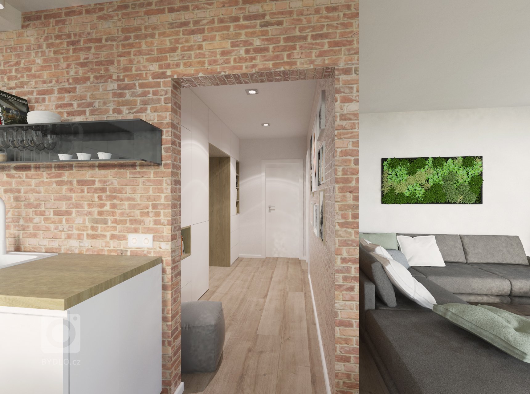 Interiér bytu sa nesie v neutrálnych farebných odtieňoch. V kuchyni sme vytvorili ostrov s dostatočnou pracovnou plochou a barovým sedením, na ktorý plynulo…