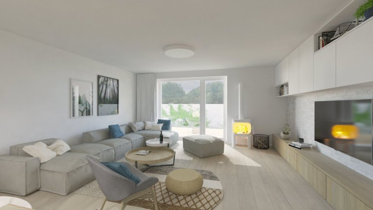 Útulnú atmosféru v interiéri sme dosiahli kombináciou bieleho nábytku s akcentmi dreva, sivej, čiernej a na oživenie interiéru sme použili modrú farbu.

…