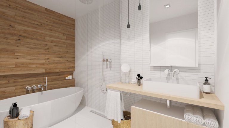 Útulnú atmosféru v interiéri sme dosiahli kombináciou bieleho nábytku s akcentmi dreva, sivej, čiernej a na oživenie interiéru sme použili modrú farbu.

…