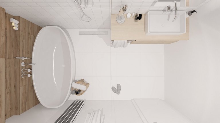 Útulnú atmosféru v interiéri sme dosiahli kombináciou bieleho nábytku s akcentmi dreva, sivej, čiernej a na oživenie interiéru sme použili modrú farbu.

…