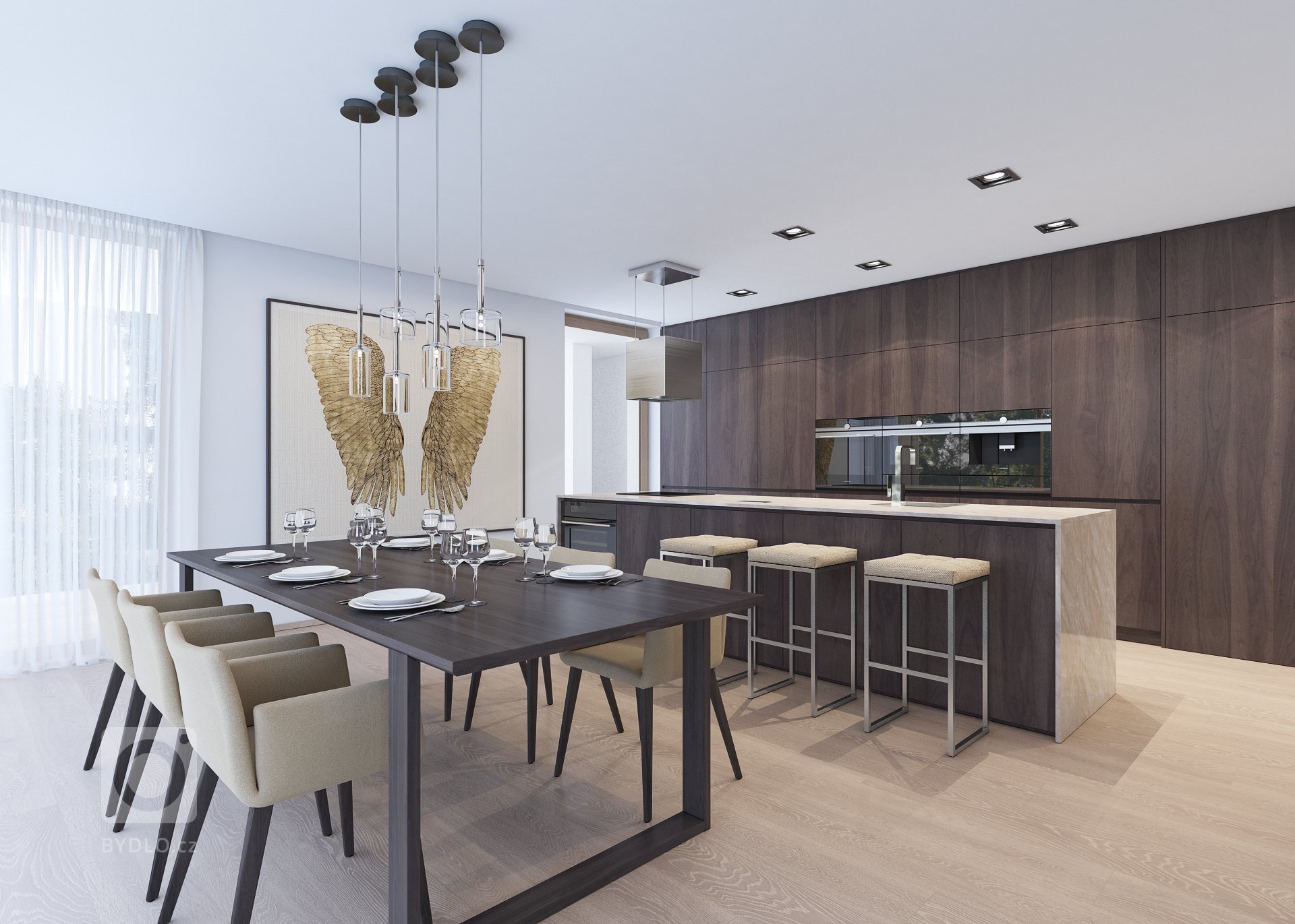 Návrh interiéru dvoupodlažního domu, kde jsou použity exkluzivní materiály s vysokou kvalitou. Interiéry jsou řešeny velkoryse, obzvláště hlavní denní prostor…