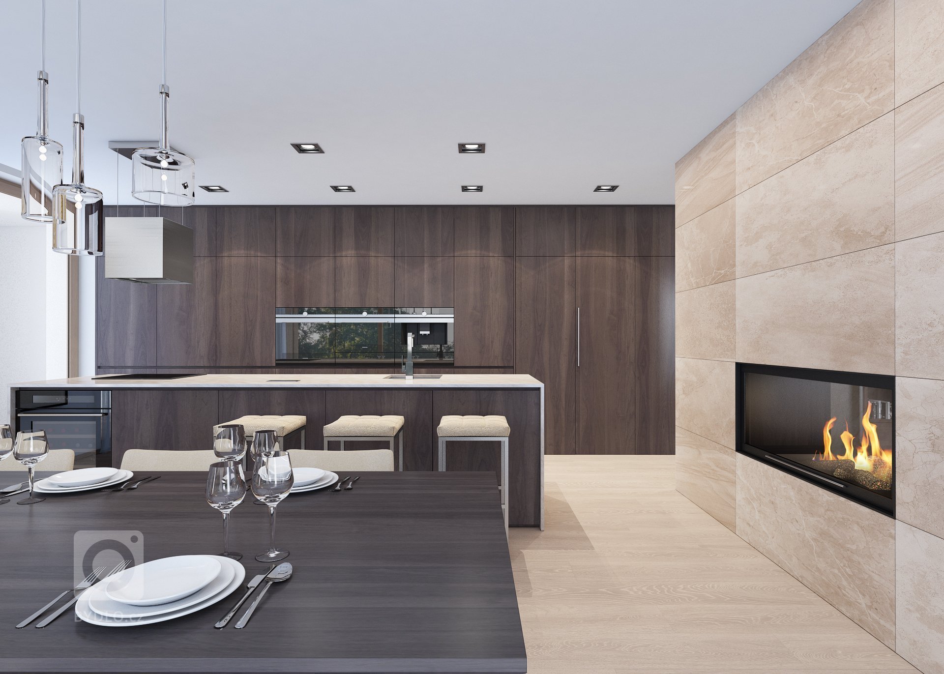 Návrh interiéru dvoupodlažního domu, kde jsou použity exkluzivní materiály s vysokou kvalitou. Interiéry jsou řešeny velkoryse, obzvláště hlavní denní prostor…