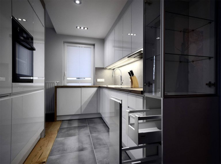 Moderní kuchyně v lesku