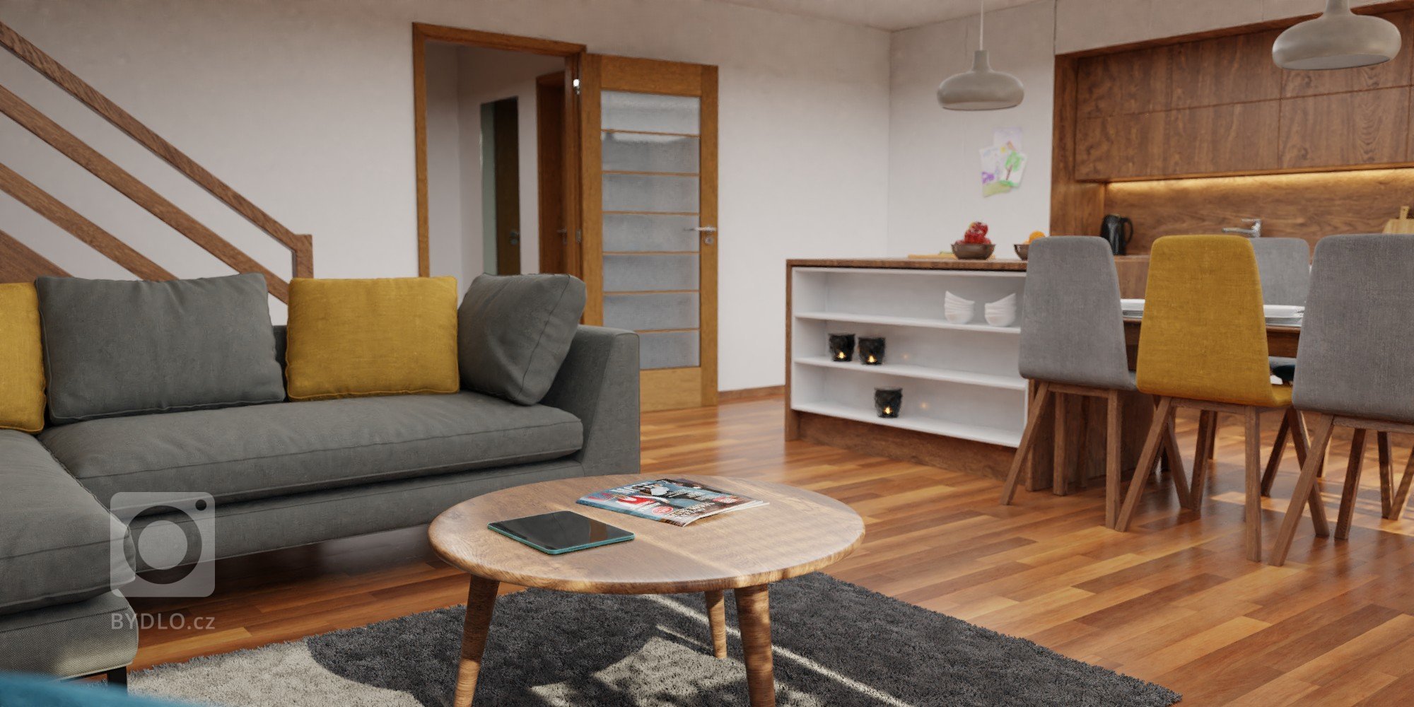 Návrh obývacího pokoje jsem připravila pro mladou pětičlennou rodinu. Původně plánovanou kuchyňskou linku ve tvaru L jsem nahradila rovnou linkou doplněnou o…