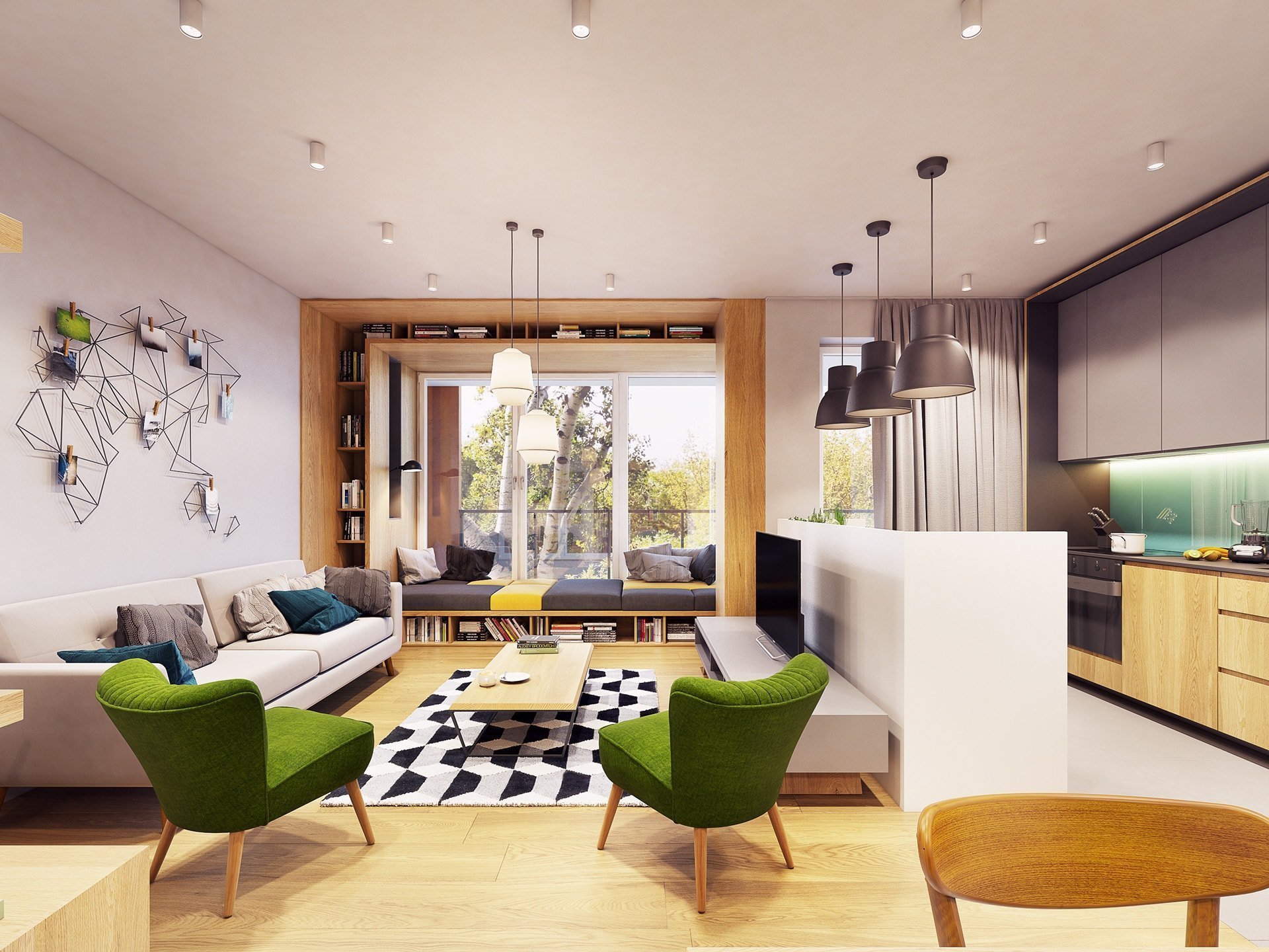 Funky moderní interiér s přírodními akcenty