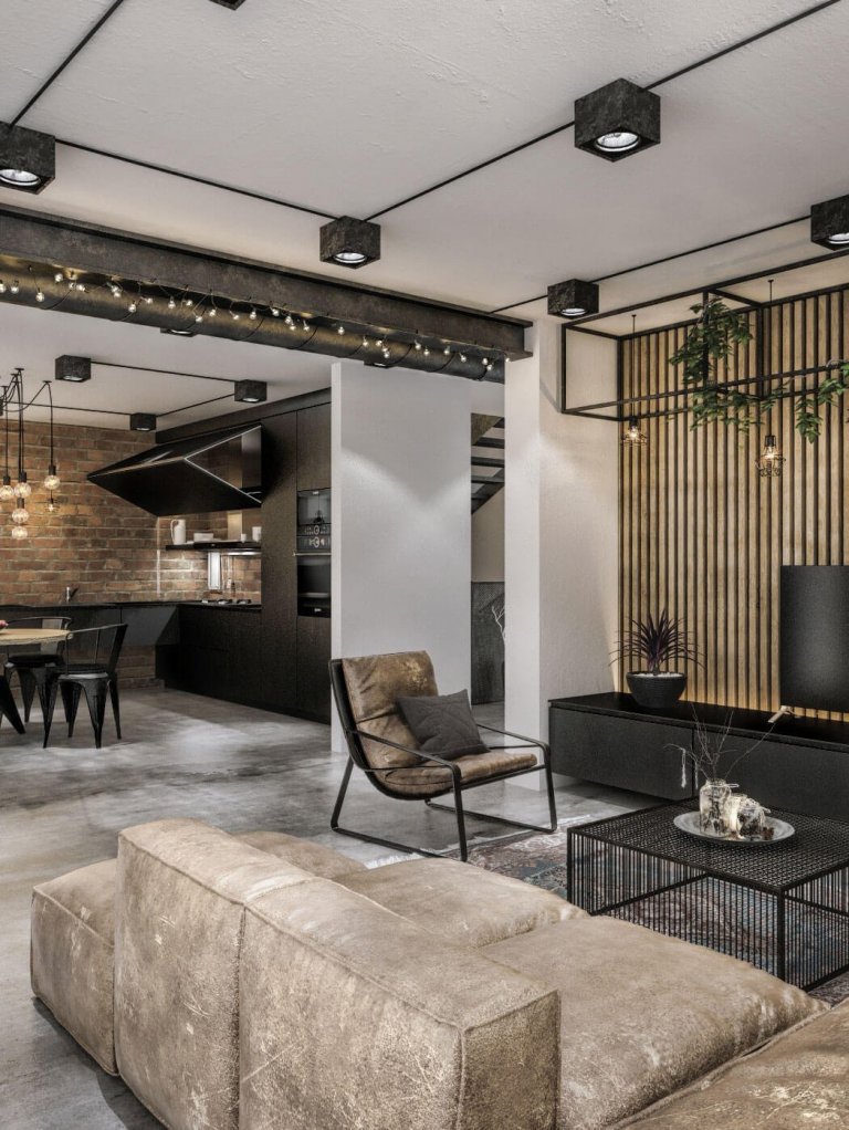 Industriální styl se špetkou luxusu