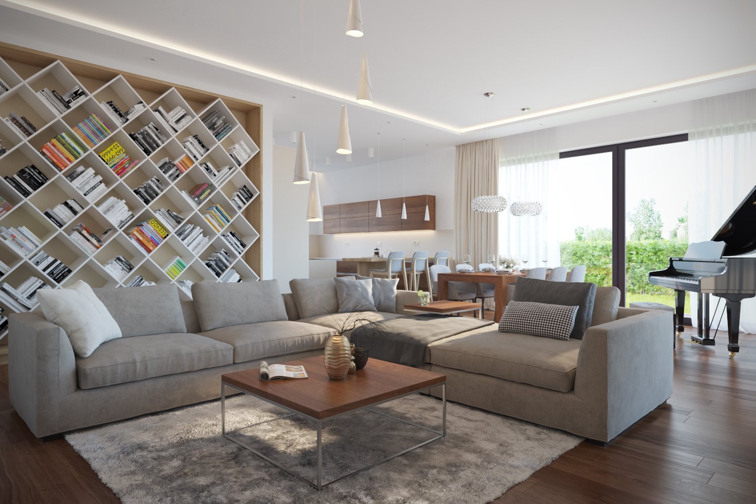 Návrh a vizualizácie luxusného bytu v Prahe. V prvej časťi projektu som vypracoval návrh a vizualizácie obývacej izby spojenej s jedálňou a kuchyňou. V druhej…