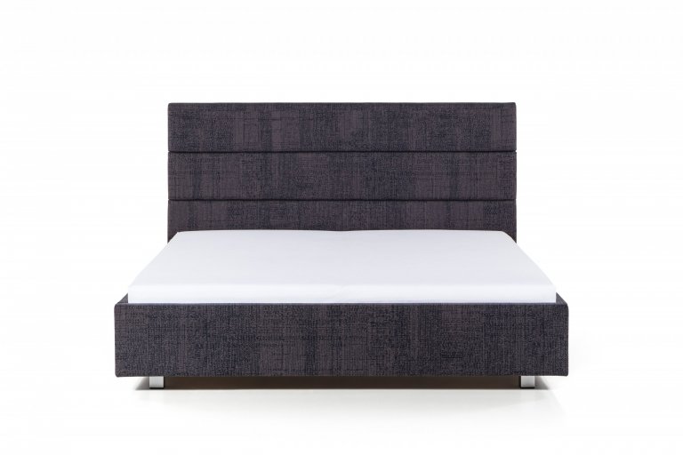 Čalouněná postel se zadním čelem vytvořeným z čalouněných pruhů. Lze doplnit o noční stolky.

- stabilní pevná konstrukce
- pohodlná výška pro vstávání 45…