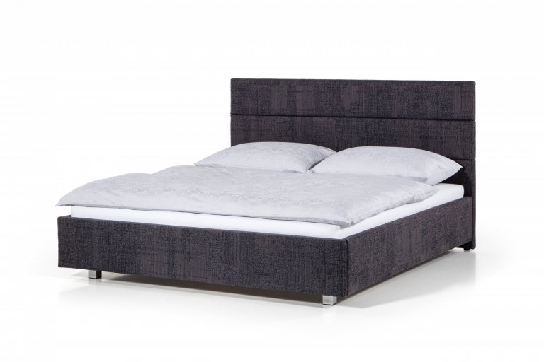 Čalouněná postel se zadním čelem vytvořeným z čalouněných pruhů. Lze doplnit o noční stolky.

- stabilní pevná konstrukce
- pohodlná výška pro vstávání 45…