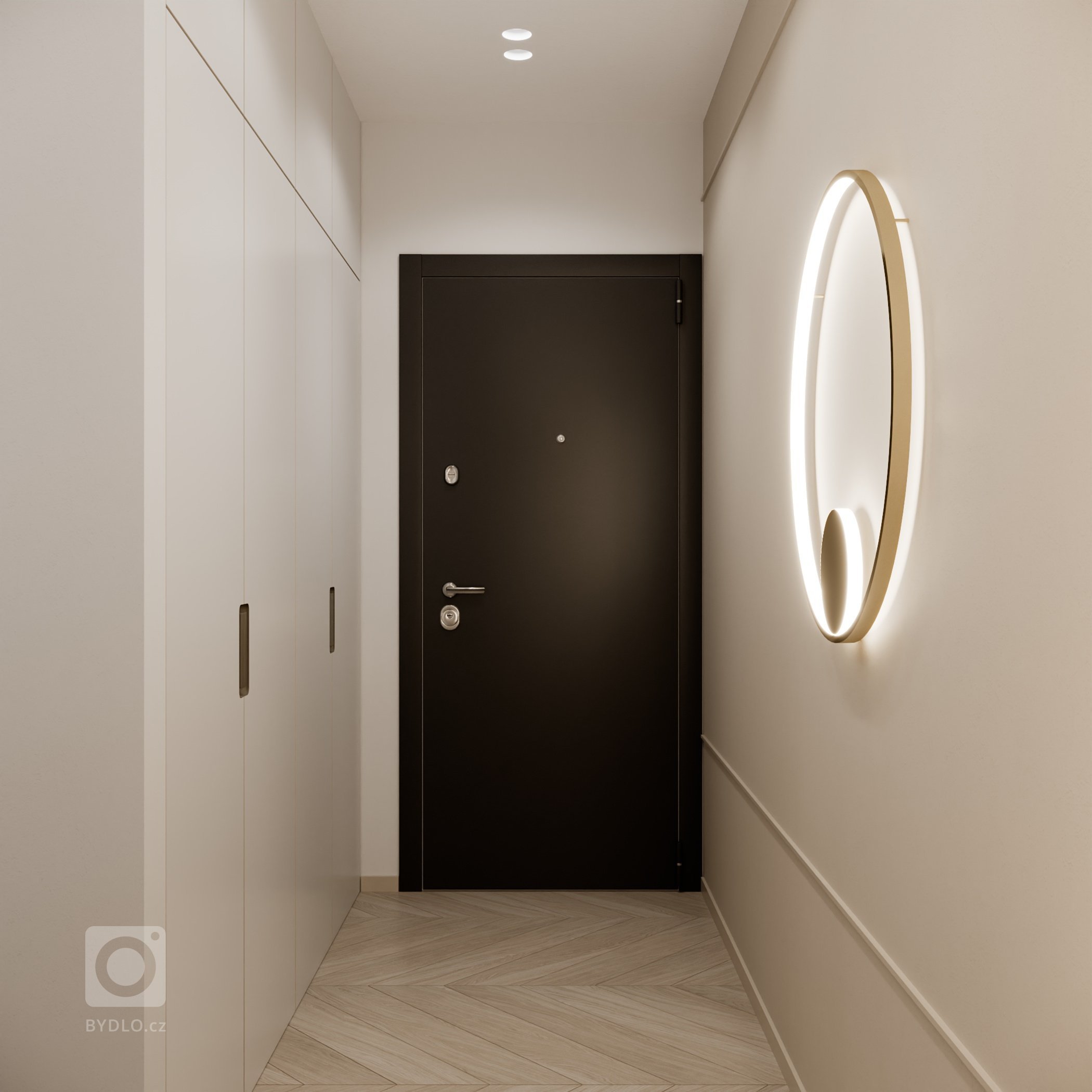 Moderný, elegantný, béžový, bledý, krásný bytový interiér. Návrh a realizácia na mieru zo štúdia PRUNUS.