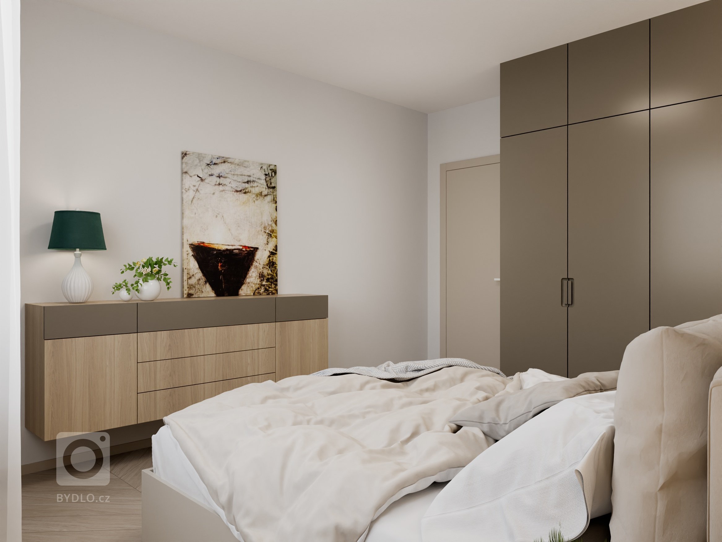 Moderný, elegantný, béžový, bledý, krásný bytový interiér. Návrh a realizácia na mieru zo štúdia PRUNUS.