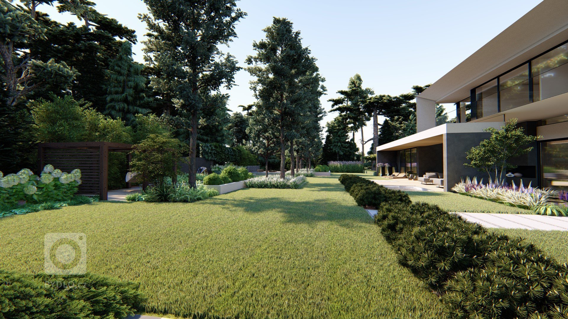 Zahradní koncept u moderní vily v blízkosti Poznani. Zahrada, která respektuje okolní přírodu a zapadá do okolního lesa :) K dispozici jsou prvky, jako je…